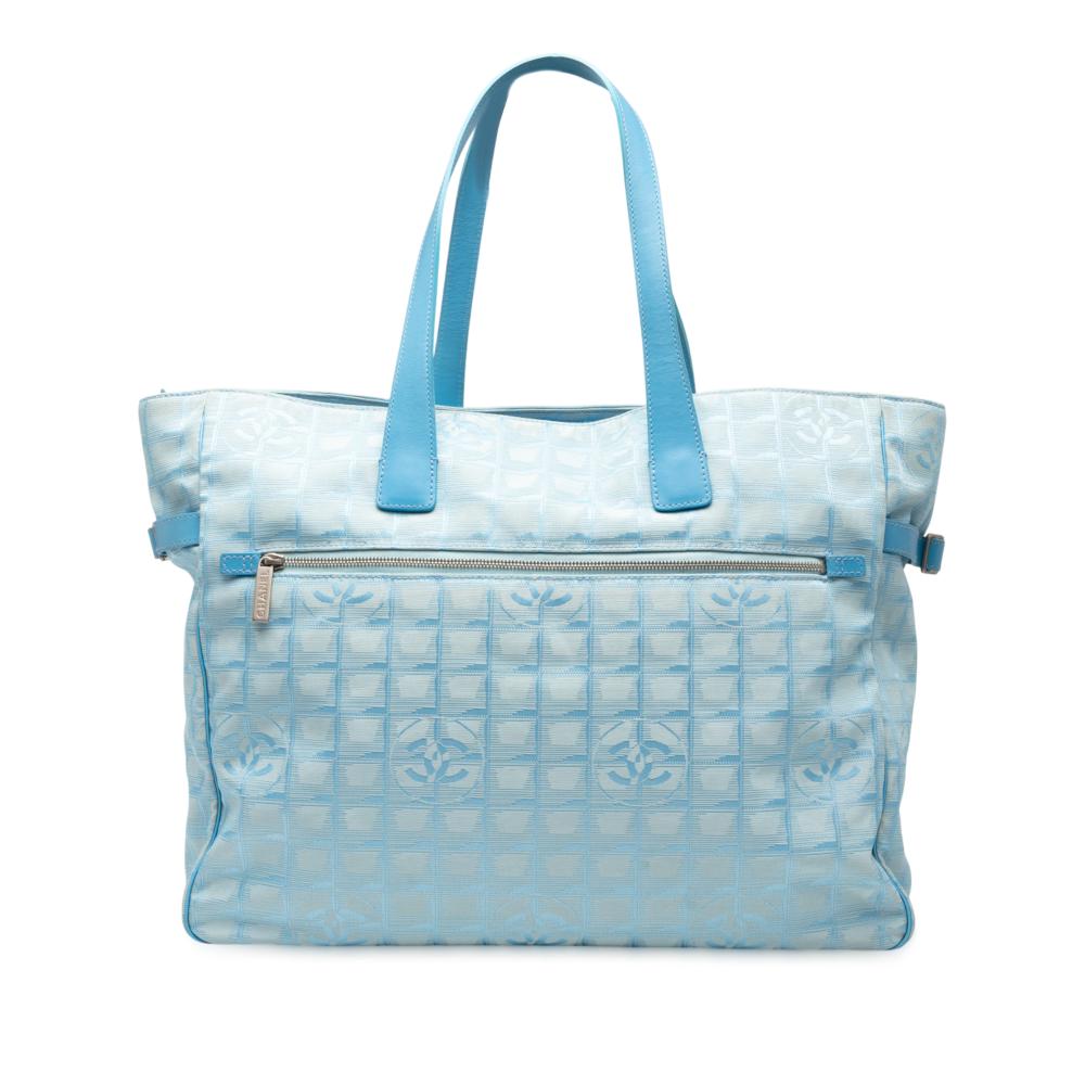 Chanel B Chanel Blue Light Blue Nylon Fabric New Travel Line Tote France