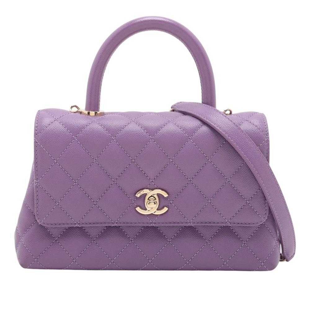 Chanel AB Chanel Purple Caviar Leather Leather Mini Caviar Coco Top Handle Bag France