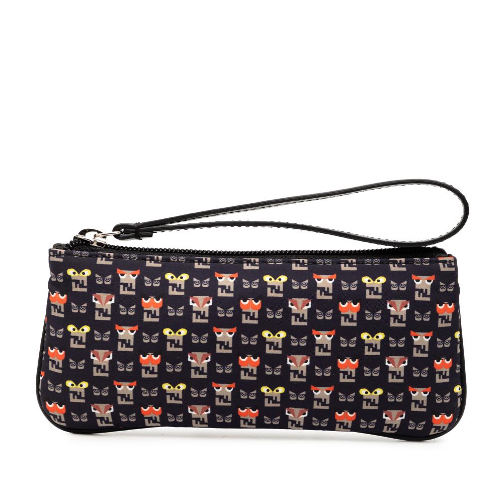 Fendi AB Fendi Black Canvas Fabric Monster Clutch Italy