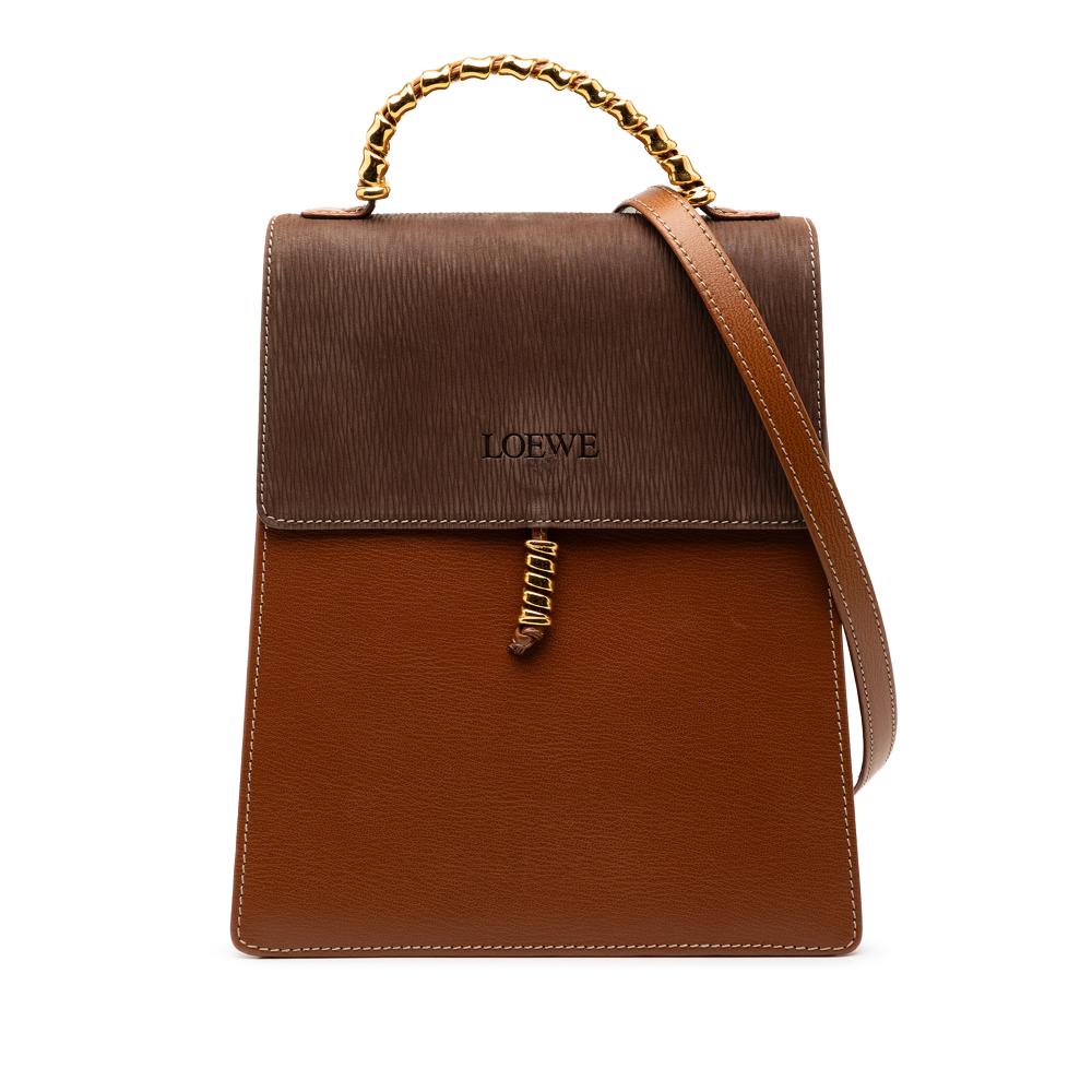 Loewe B LOEWE Brown Calf Leather Velazquez Twist Top Handle Bag Spain