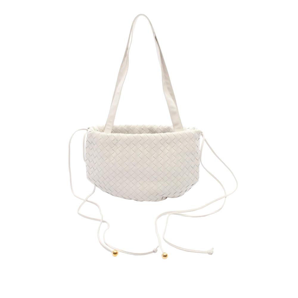 Bottega Veneta AB Bottega Veneta White Nappa Leather Leather Small Nappa Intrecciato Bulb Shoulder Bag Italy
