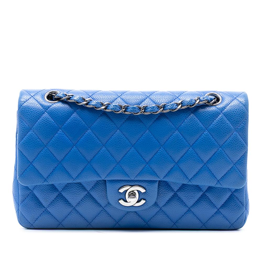 Chanel B Chanel Blue Caviar Leather Leather Medium Classic Caviar Double Flap France