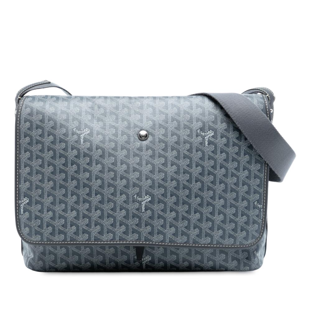 Goyard B Goyard Gray Coated Canvas Fabric Goyardine Capetien MM Messenger Bag France