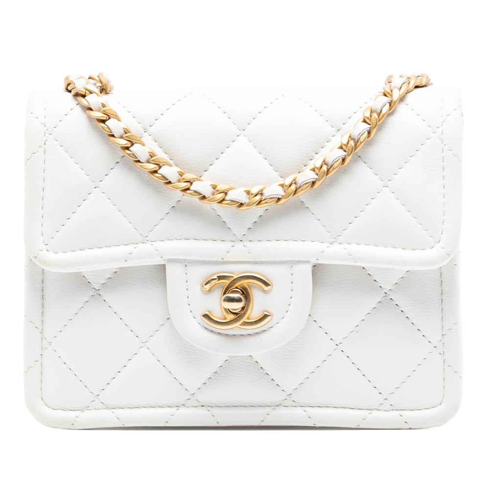 Chanel B Chanel White Caviar Leather Leather Mini Quilted Caviar Sweet Classic Flap France