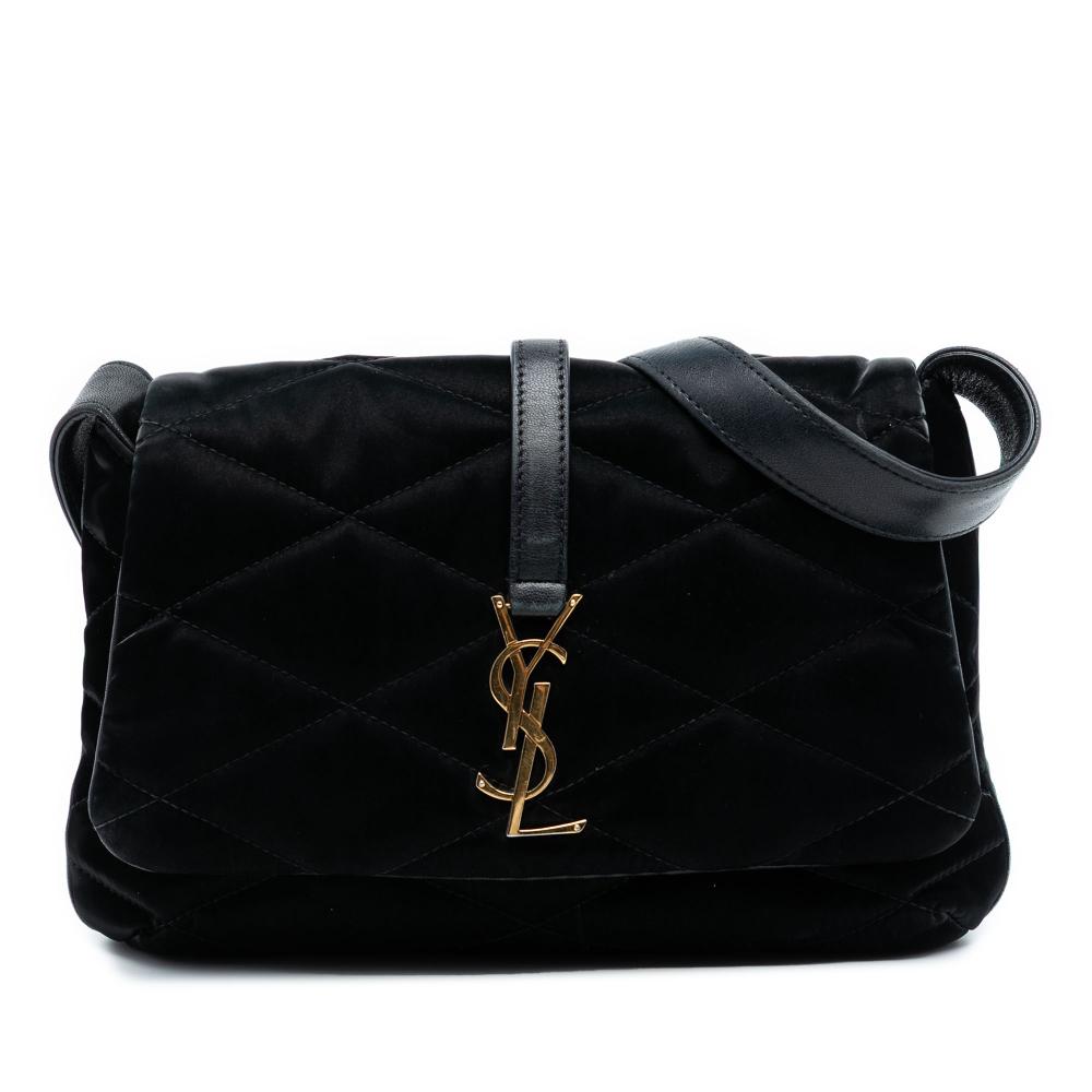 Saint Laurent AB Saint Laurent Black Satin Fabric Quilted Le 57 Shoulder Bag Italy