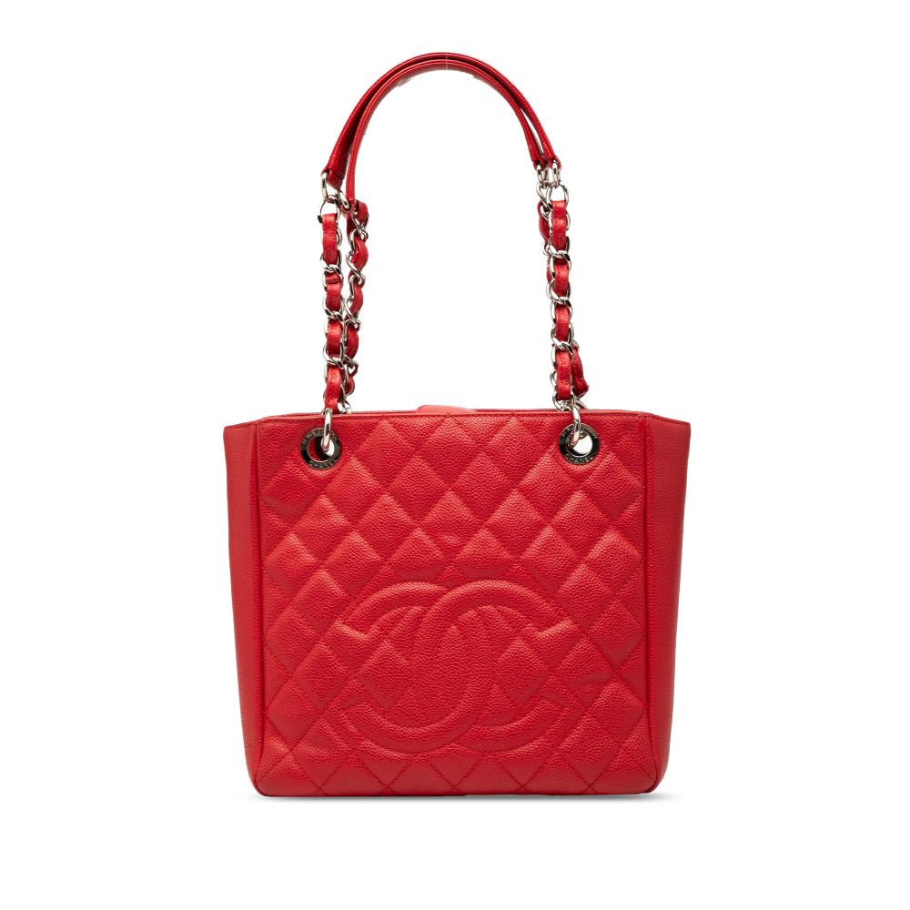 Chanel B Chanel Red Caviar Leather Leather Caviar Petite Shopping Tote Italy