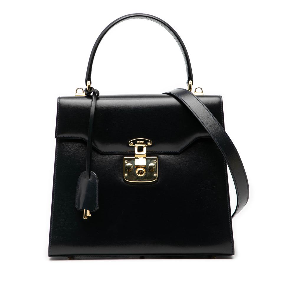 Gucci B Gucci Black Calf Leather skin Lady Lock Satchel Italy