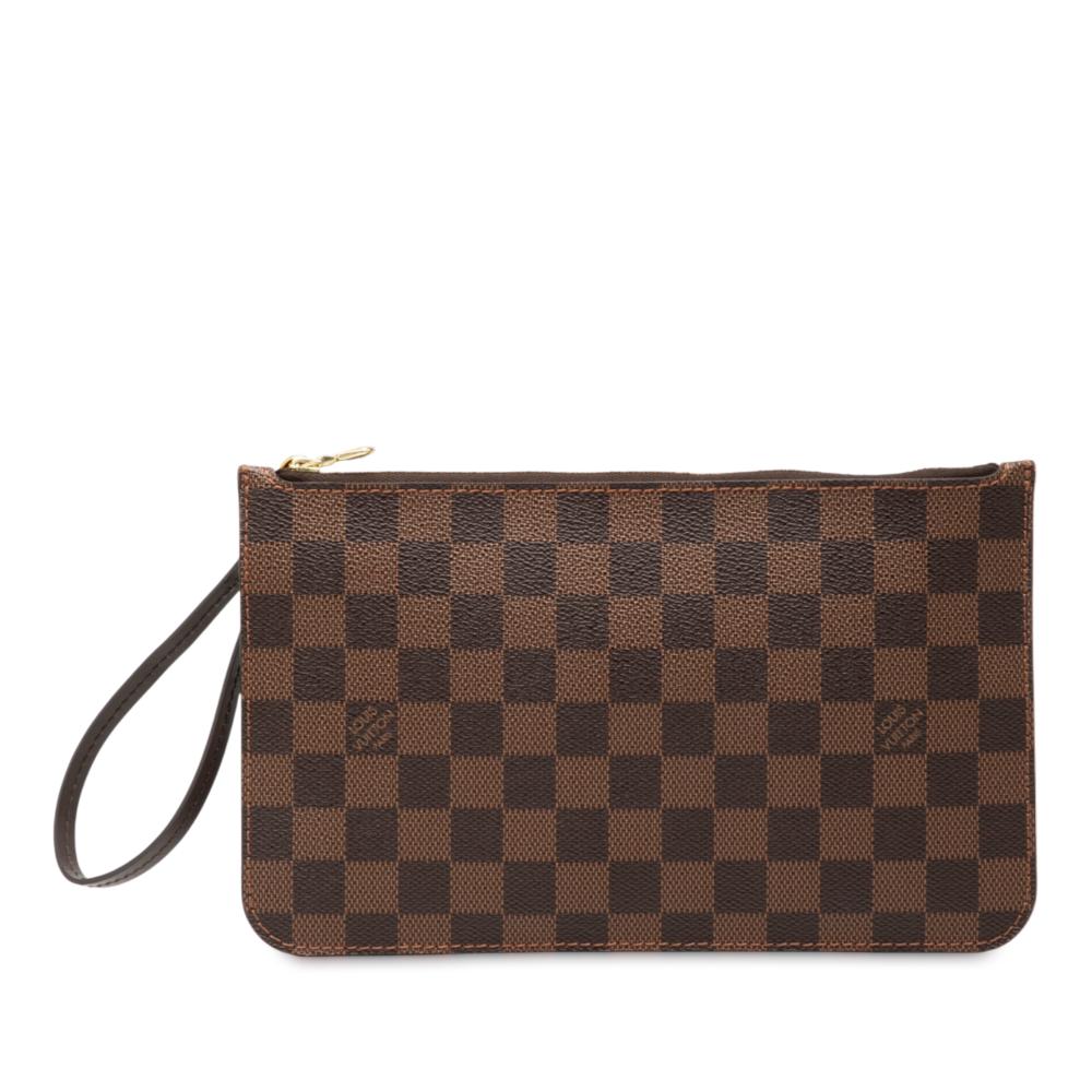 Louis Vuitton AB Louis Vuitton Brown Damier Canvas Fabric Damier Ebene Neverfull Pouch MM France