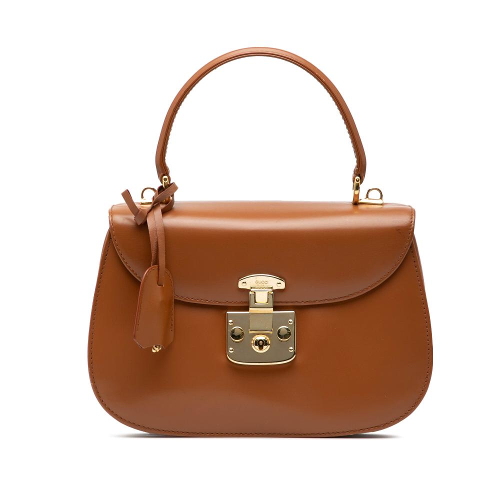 Gucci B Gucci Brown Calf Leather Smooth skin Lady Lock Satchel Italy