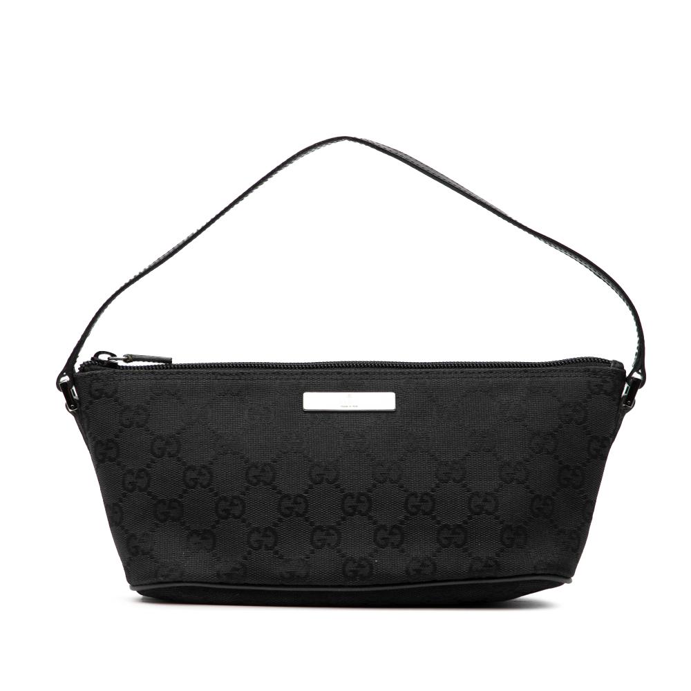 Gucci B Gucci Black Canvas Fabric GG Boat Italy