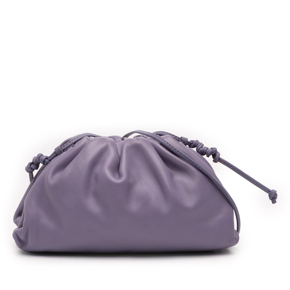 Bottega Veneta AB Bottega Veneta Purple Lambskin Leather Leather Lambskin The Mini Pouch Crossbody Italy