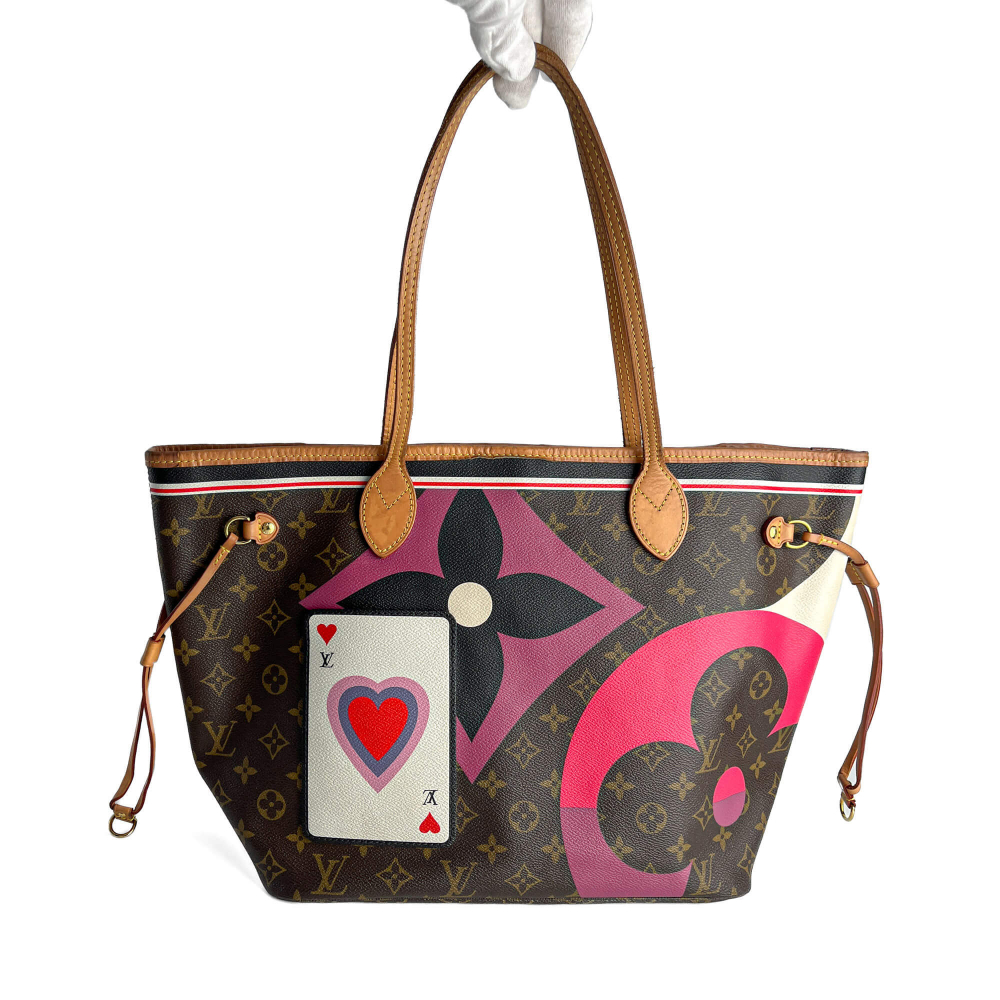 Louis Vuitton Neverfull MM Canvas Game On Shopper Shoulder Bag Brown