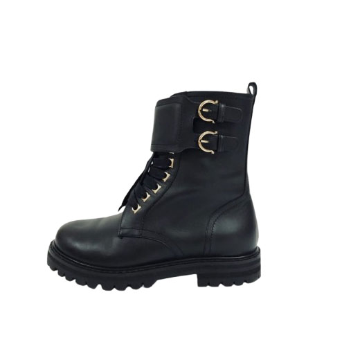 Ferragamo Black lace-up combat boots
