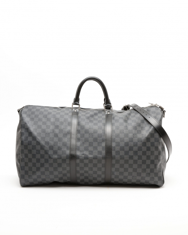 Louis Vuitton Damier Graphite Keepall Bandouliére 55 Weekend Bag