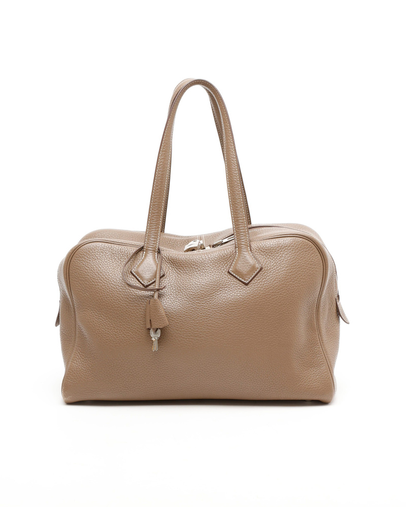 Hermès Etoupe Clemence Victoria 35 Weekend Bag