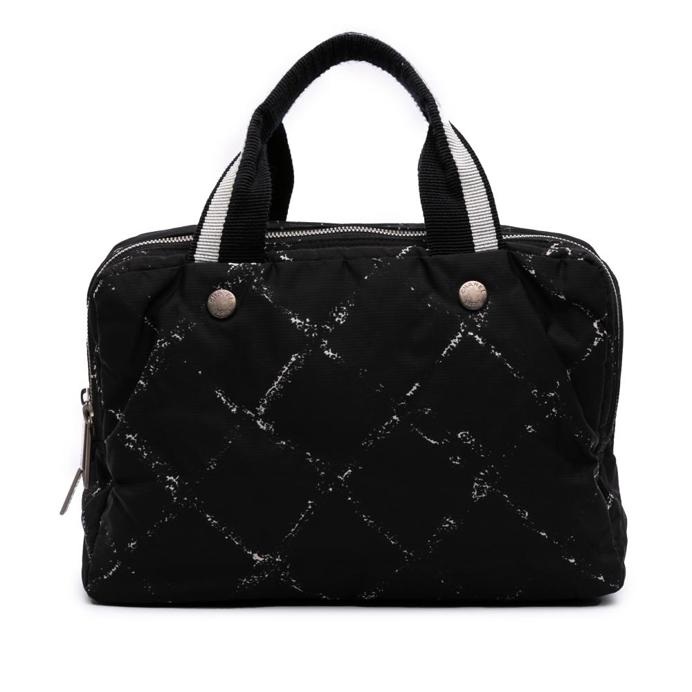 Chanel B Chanel Black Nylon Fabric Old Travel Line Handbag France