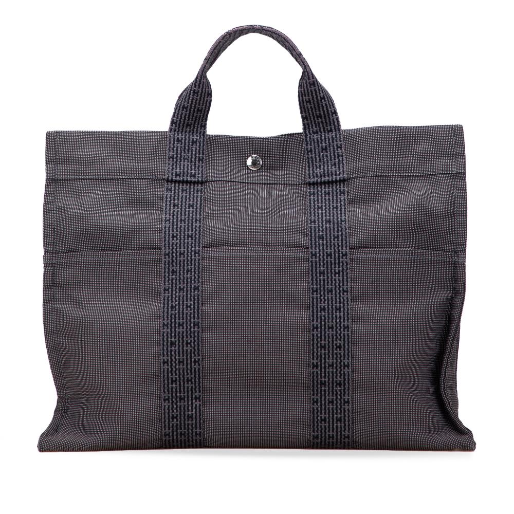 Hermès B Hermès Gray Dark Gray Canvas Fabric Herline MM France