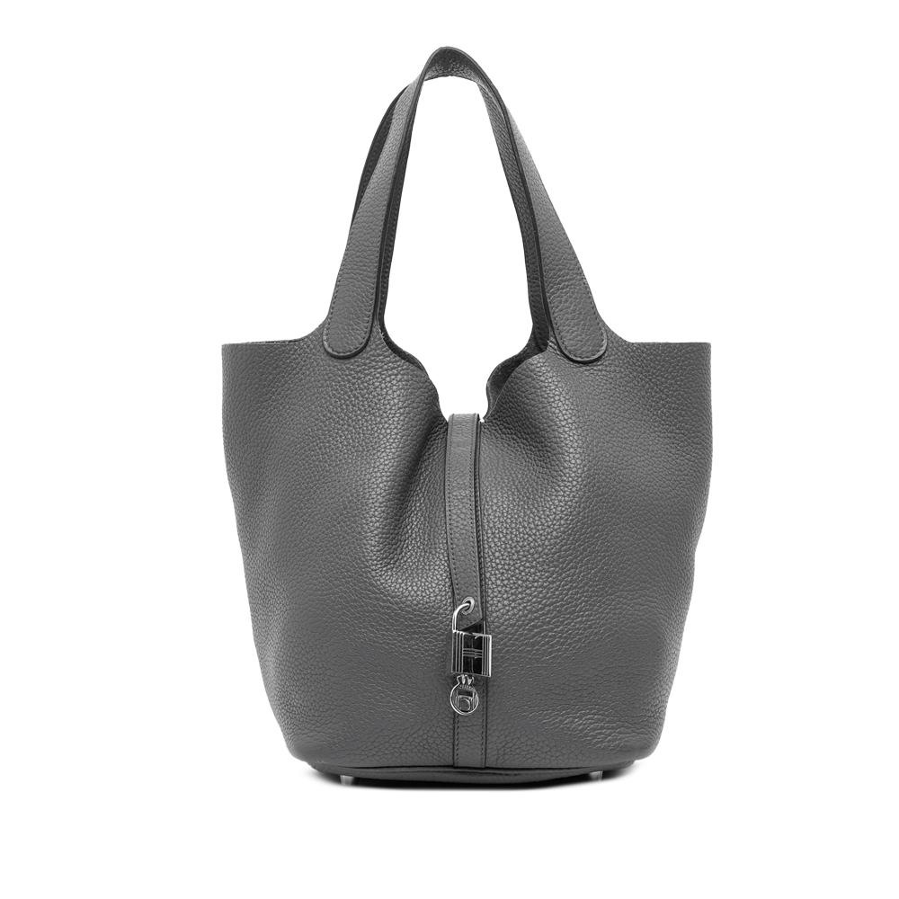 Hermès B Hermès Gray Calf Leather Clemence Picotin Lock 22 France