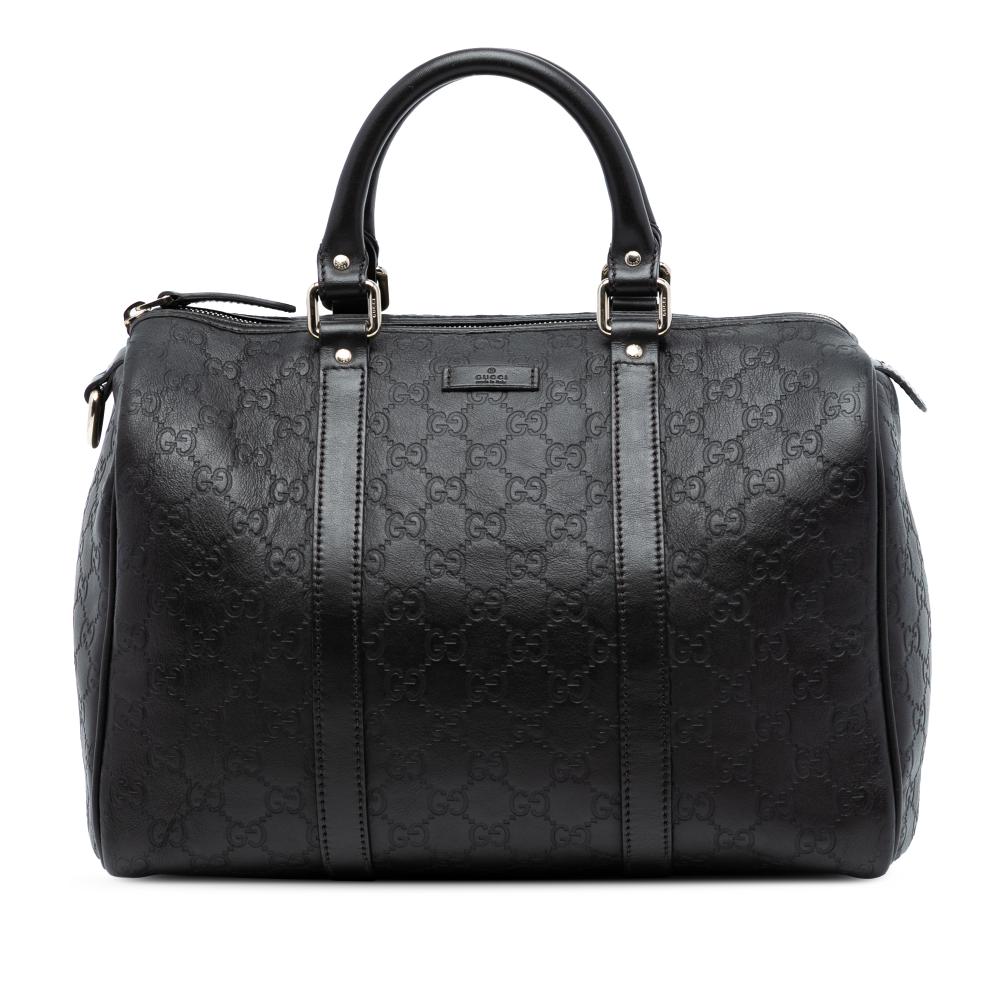 Gucci AB Gucci Black Calf Leather Medium Guccissima Joy Boston Bag Italy