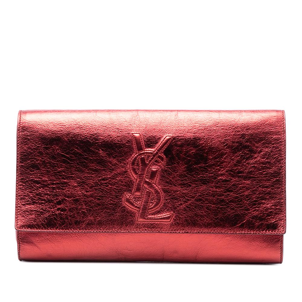 Saint Laurent AB Saint Laurent Red Calf Leather Crinkled skin Belle de Jour Clutch France