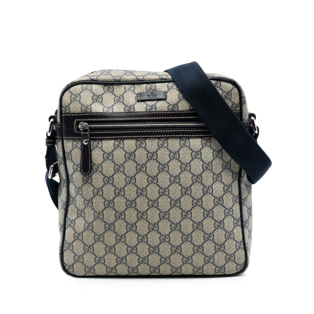 Gucci AB Gucci Brown Beige Coated Canvas Fabric GG Supreme Crossbody Italy