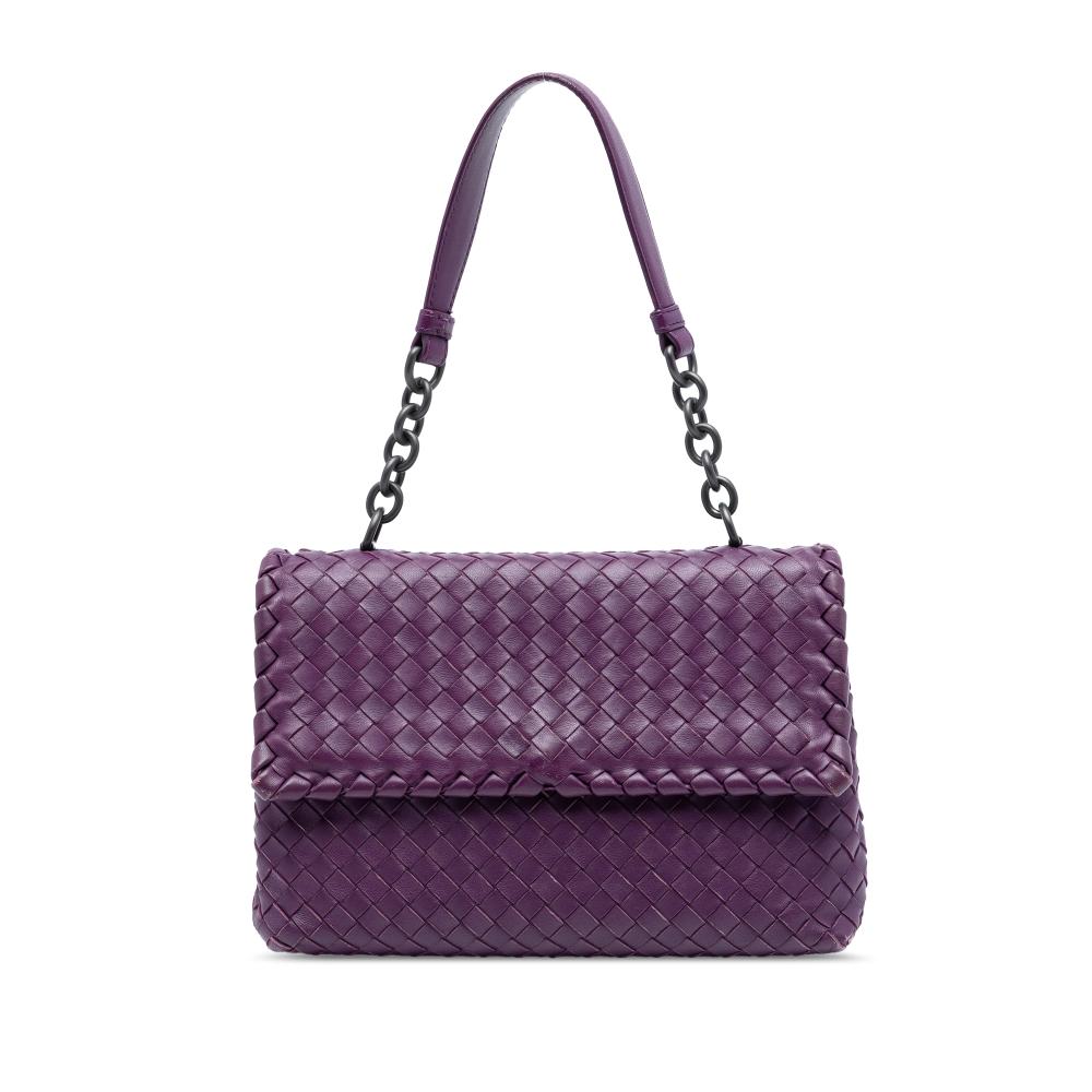 Bottega Veneta Purple Small Nappa Intrecciato Olimpia Shoulder Bag Italy