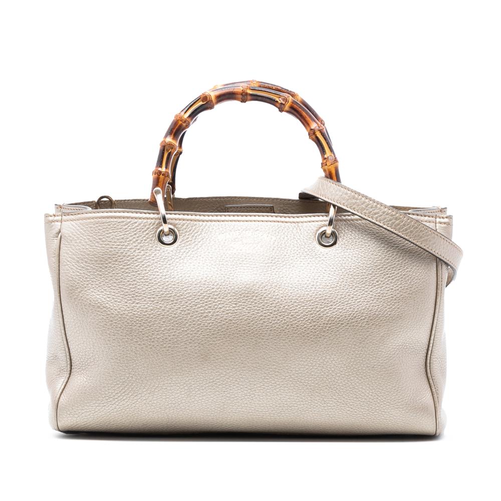 Gucci AB Gucci Gold Calf Leather Medium skin Bamboo Shopper Satchel Italy