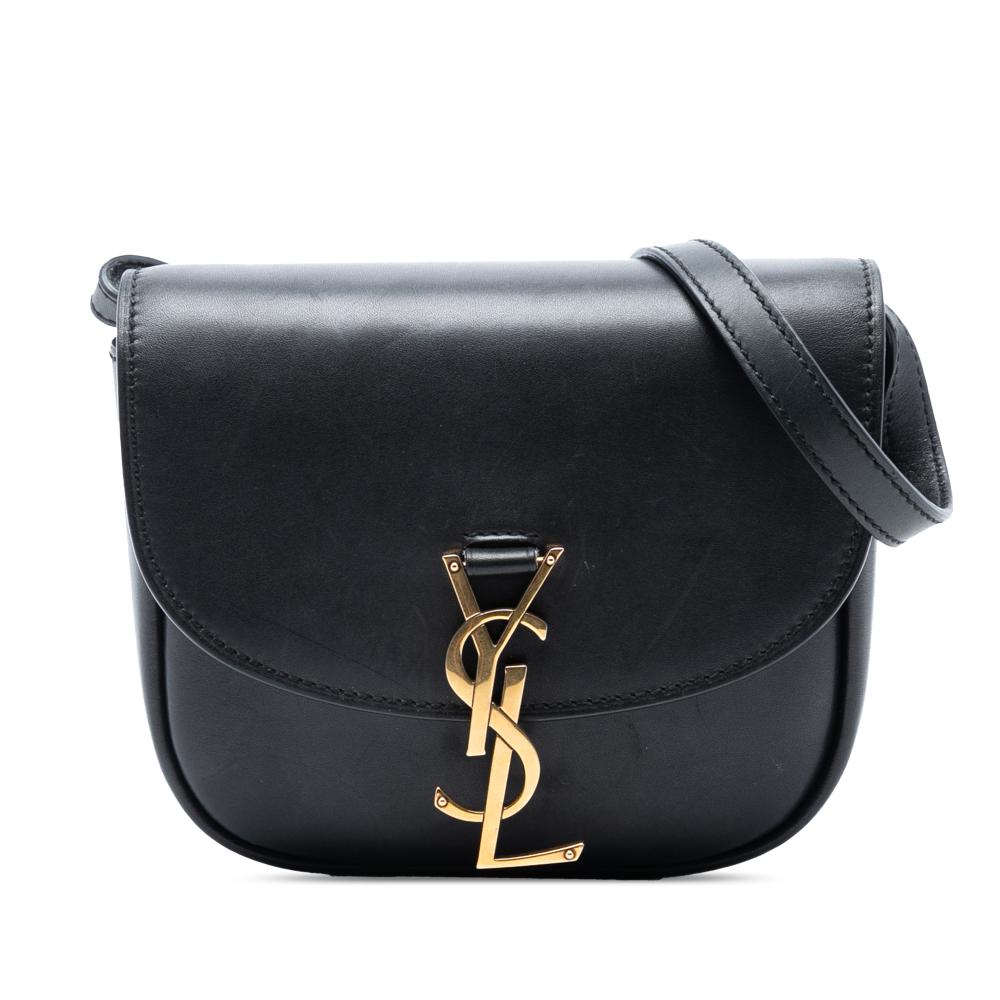 Saint Laurent B Saint Laurent Black Calf Leather Small Monogram Kaia Crossbody Italy