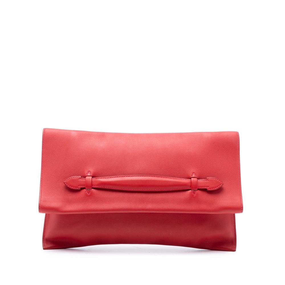 Hermès AB Hermès Red Calf Leather Evercolor Pliplat Clutch France