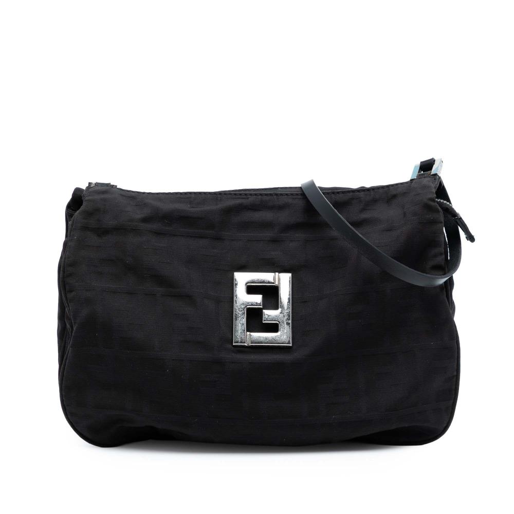 Fendi B Fendi Black Canvas Fabric Zucca Shoulder Bag Italy