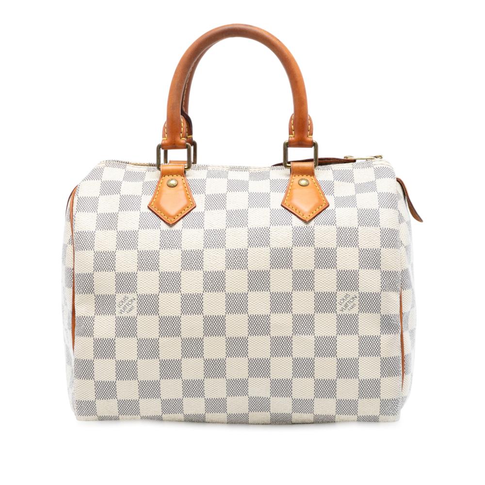 Louis Vuitton B Louis Vuitton White Damier Canvas Fabric Damier Azur Speedy 25 United States