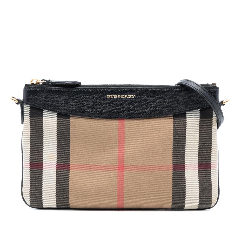 Burberry B Burberry Brown Light Brown Canvas Fabric Mega Check Peyton Crossbody Romania