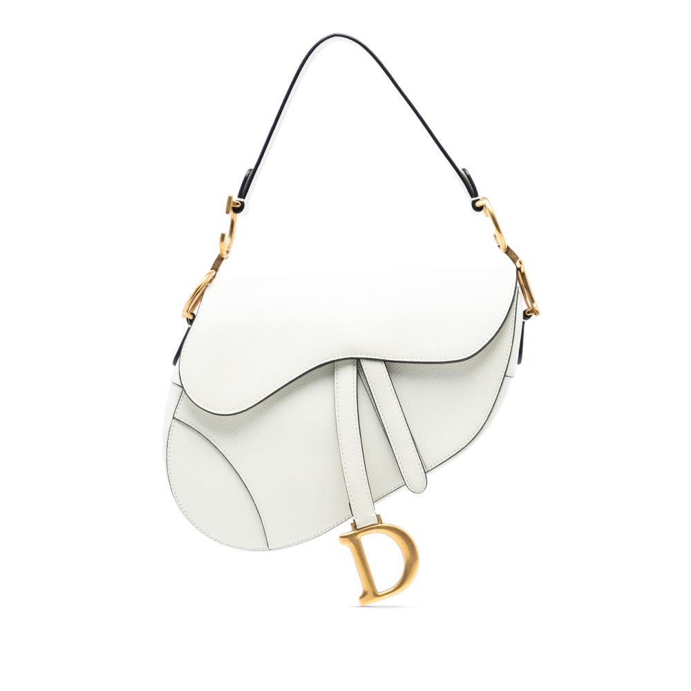 Christian Dior AB Dior White Calf Leather Grained skin Saddle Bag Italy