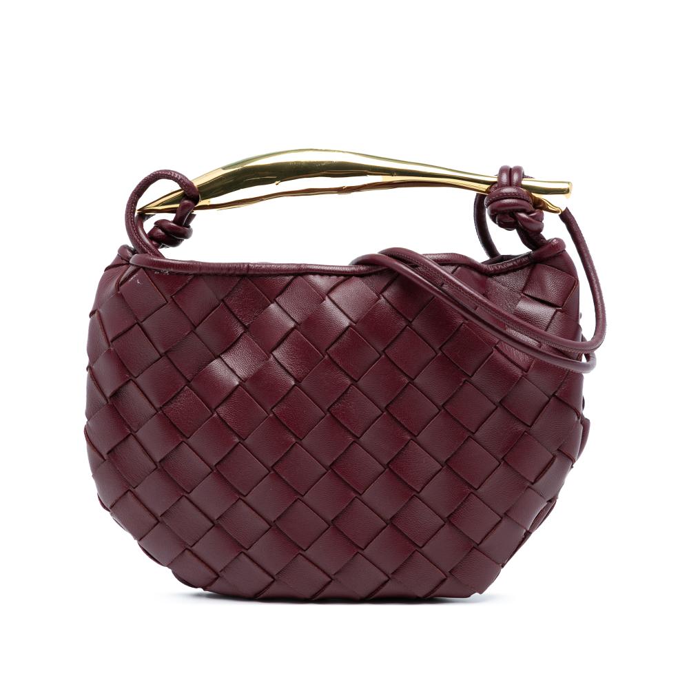 Bottega Veneta Red Bordeaux Lambskin Leather Leather Baby Lambskin Intrecciato Sardine Satchel Italy