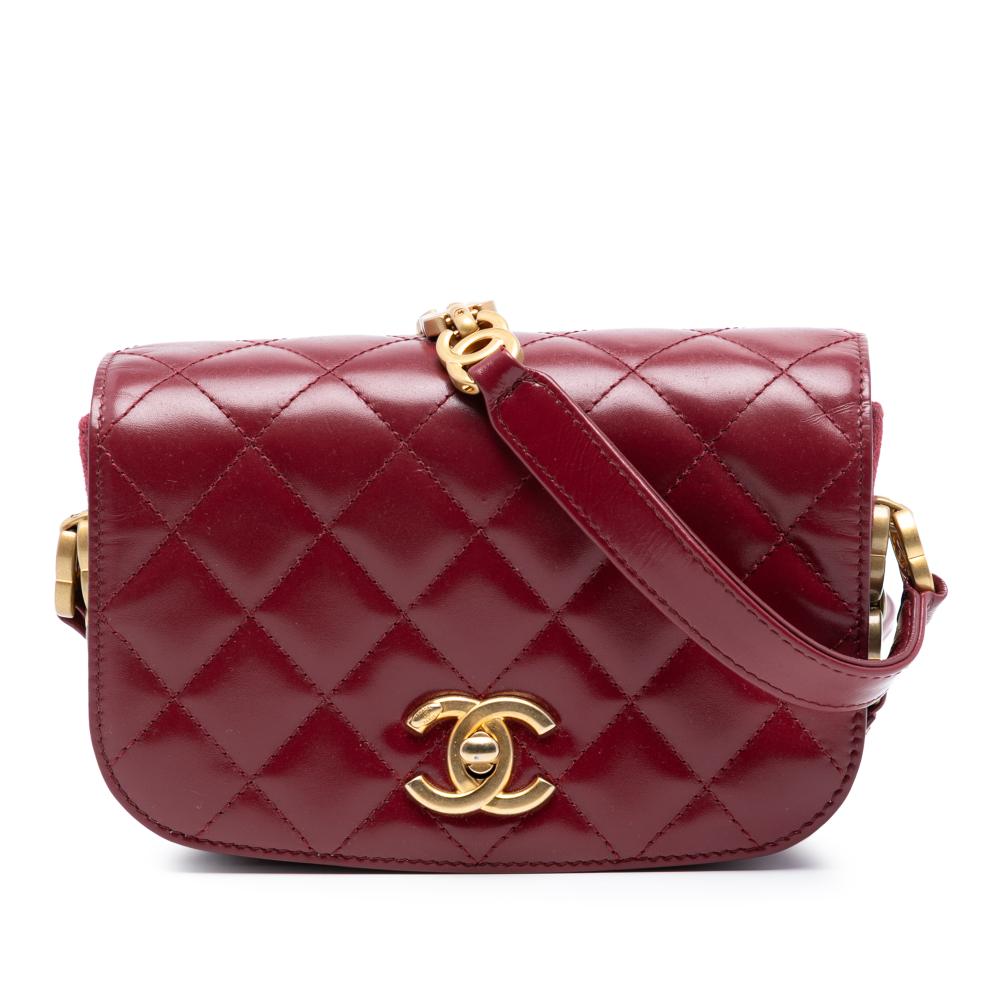 Chanel AB Chanel Red Calf Leather Mini Shiny skin My Sweet CC Flap Italy