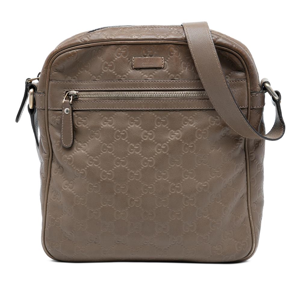 Gucci B Gucci Brown Taupe Calf Leather Guccissima Crossbody Italy