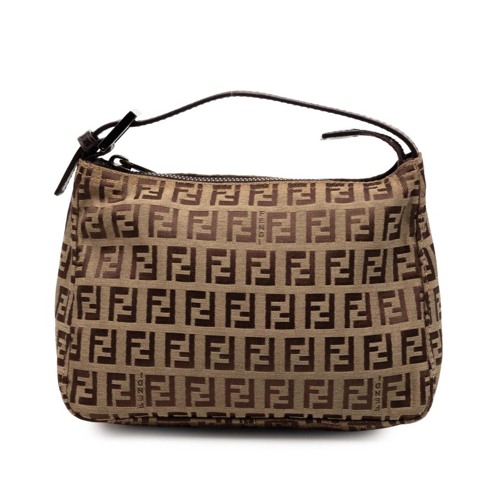 Fendi B Fendi Brown Light Brown Canvas Fabric Zucchino Handbag Italy