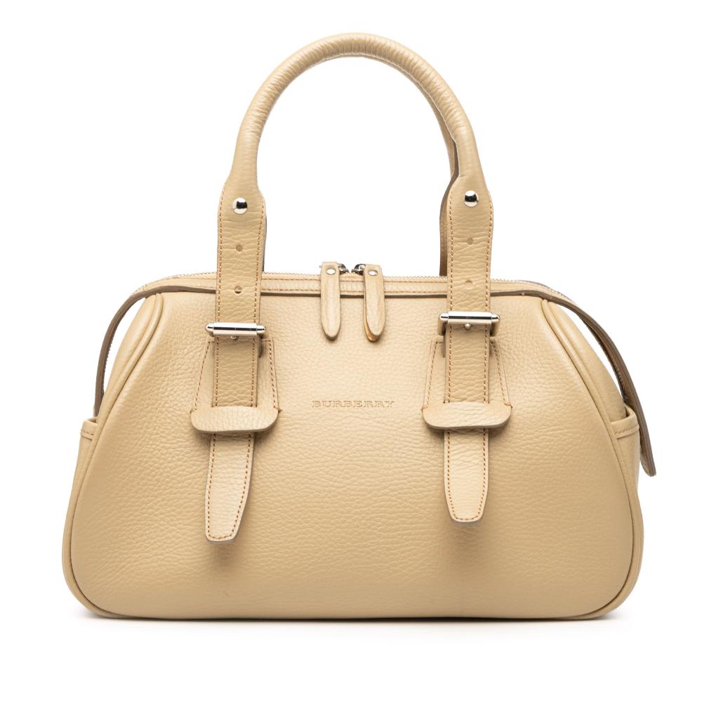 Burberry B Burberry Brown Beige Calf Leather Handbag United Kingdom