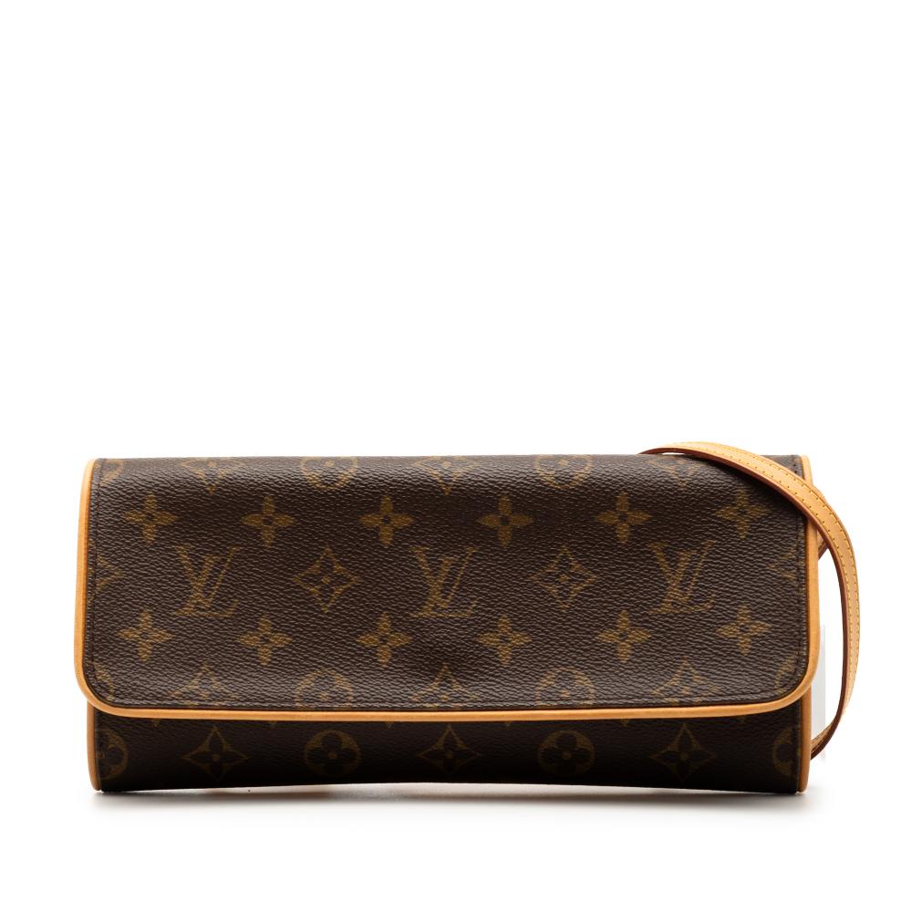 Louis Vuitton AB Louis Vuitton Brown Monogram Canvas Fabric Monogram Pochette Twin GM Spain