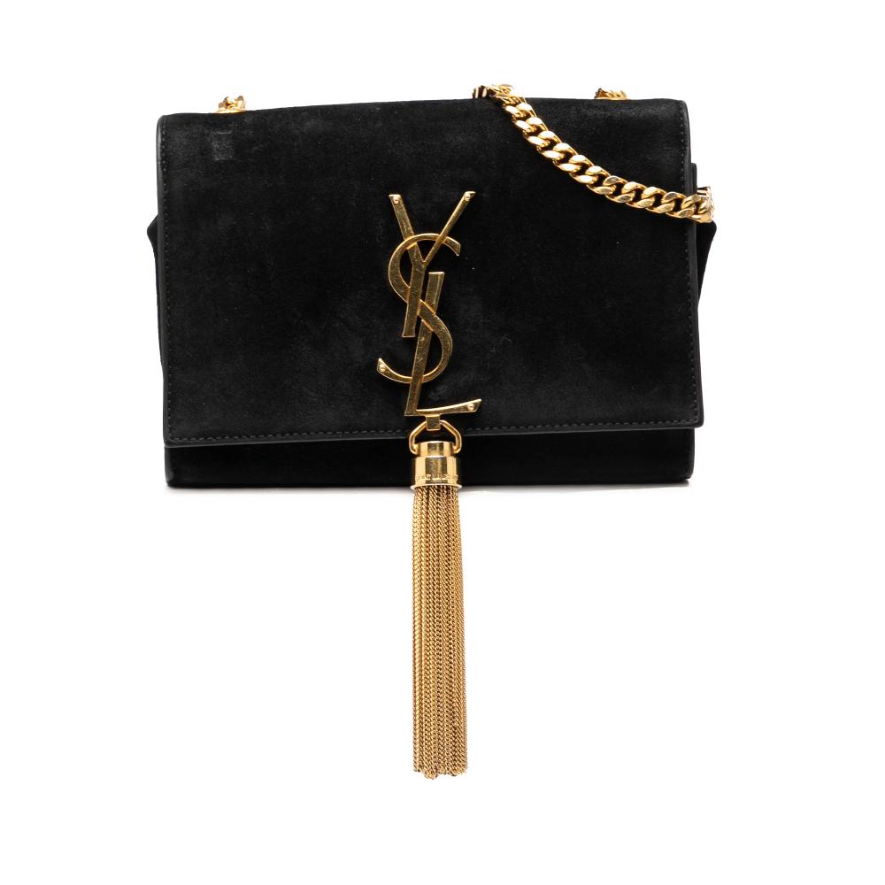 Saint Laurent B Saint Laurent Black Suede Leather Small Monogram Kate Tassel Crossbody Italy