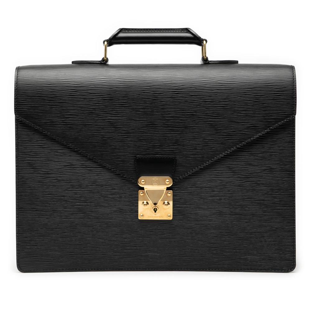Louis Vuitton AB Louis Vuitton Black Epi Leather Leather Epi Serviette Ambassadeur France