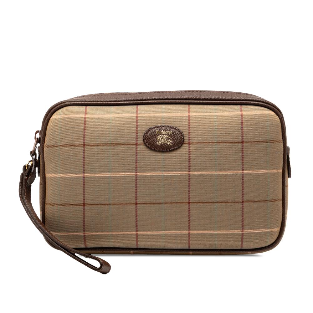 Burberry B Burberry Brown Light Brown Canvas Fabric Vintage Check Clutch United Kingdom