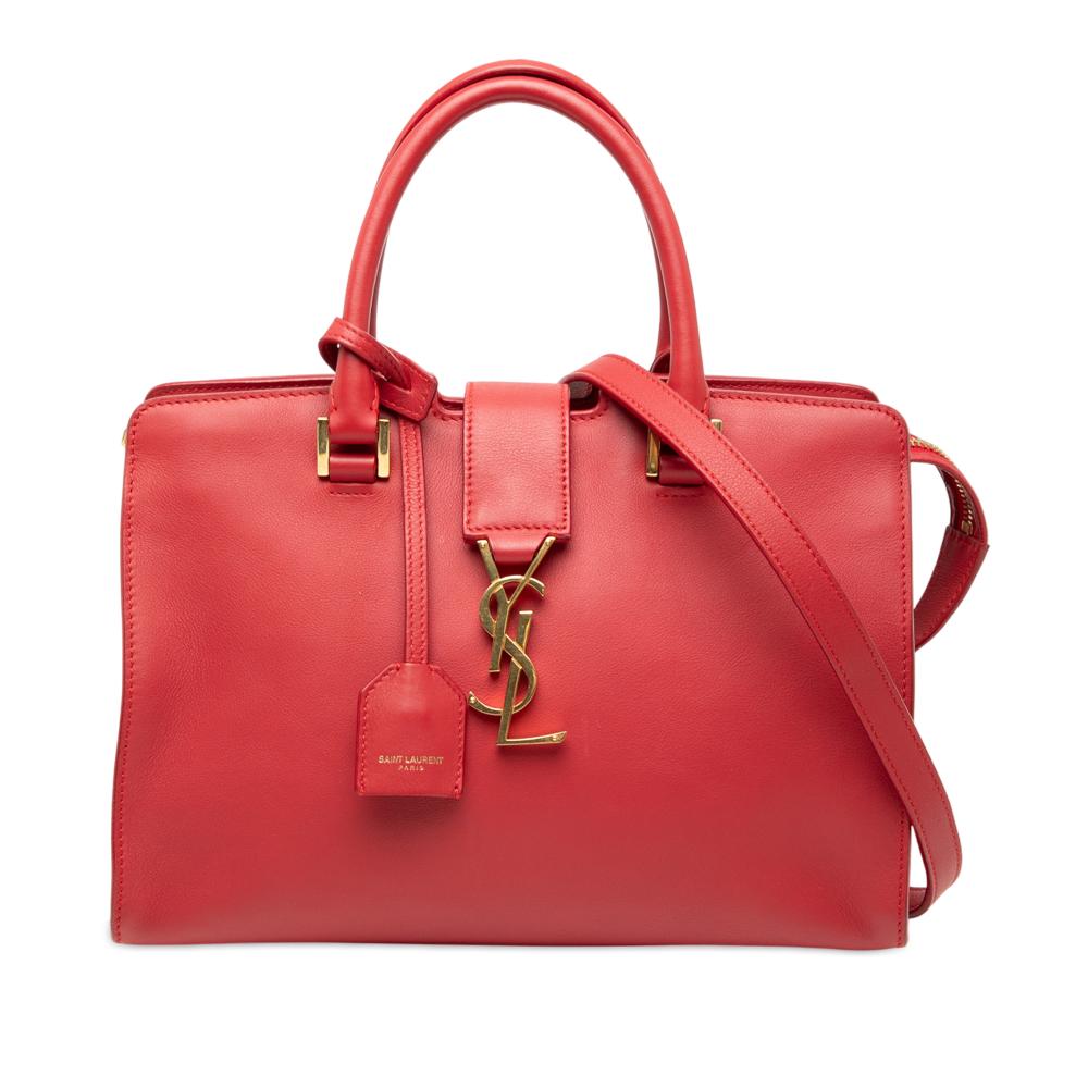 Saint Laurent B Saint Laurent Red Calf Leather Baby Monogram Downtown Cabas Satchel Italy