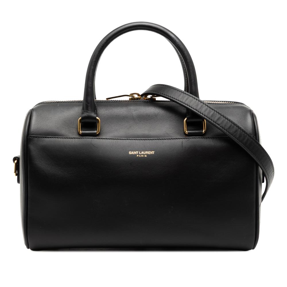 Saint Laurent B Saint Laurent Black Calf Leather Baby Classic Duffle Satchel Italy