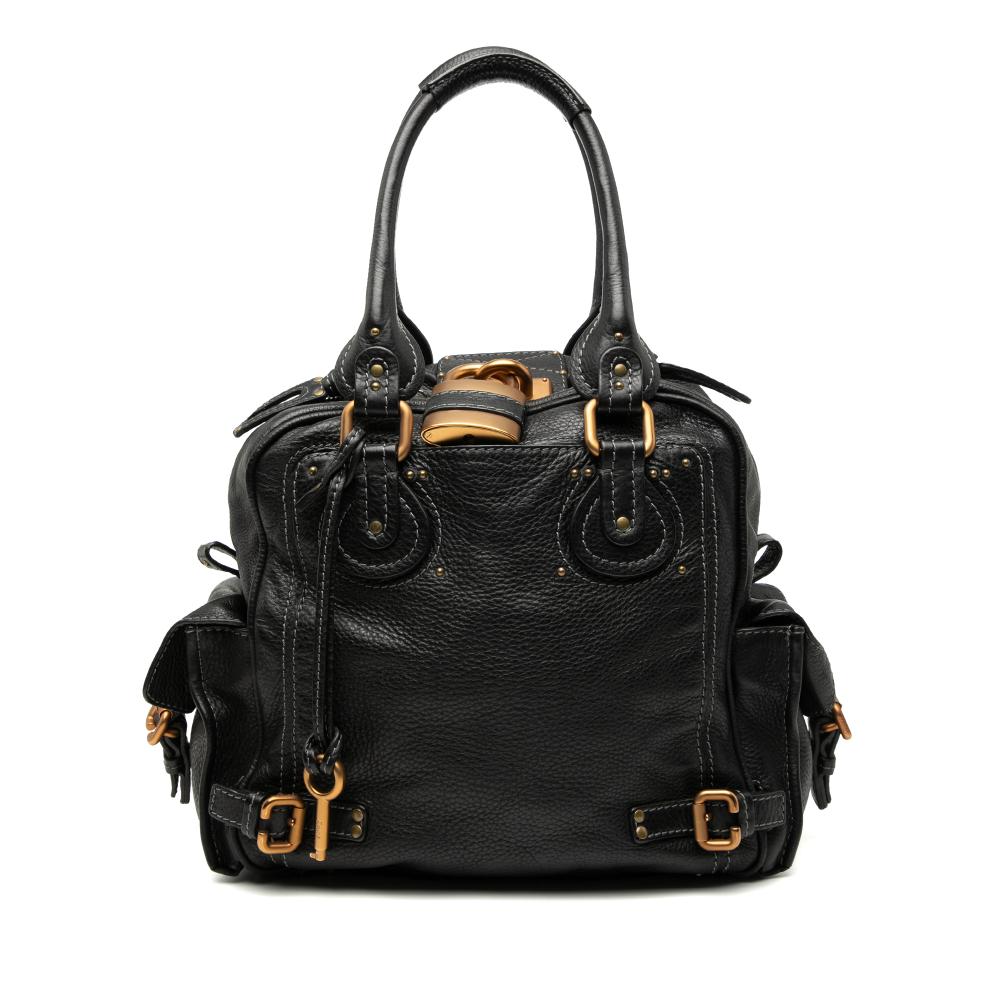 Chloé B Chloé Black Calf Leather Large Grained Paddington Handbag Italy