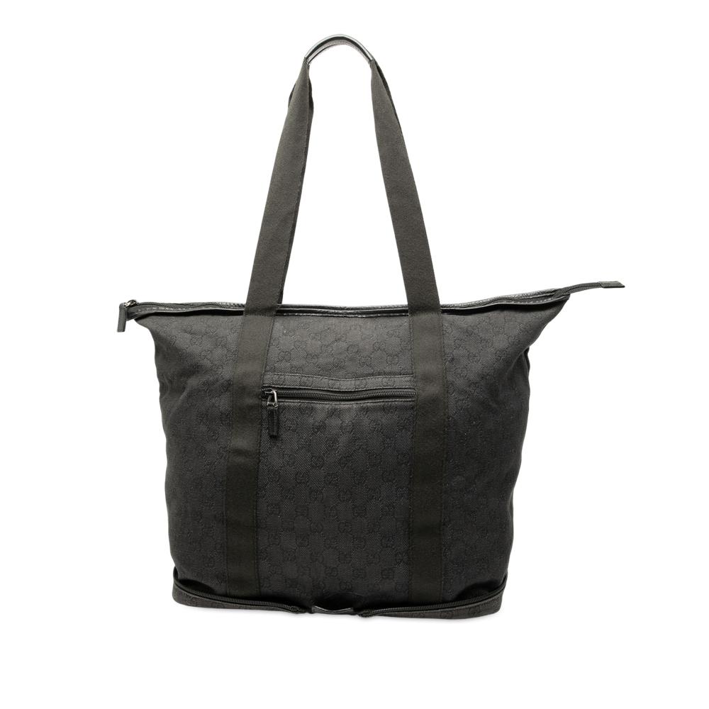 Gucci B Gucci Gray Dark Gray Denim Fabric GG Tote Italy