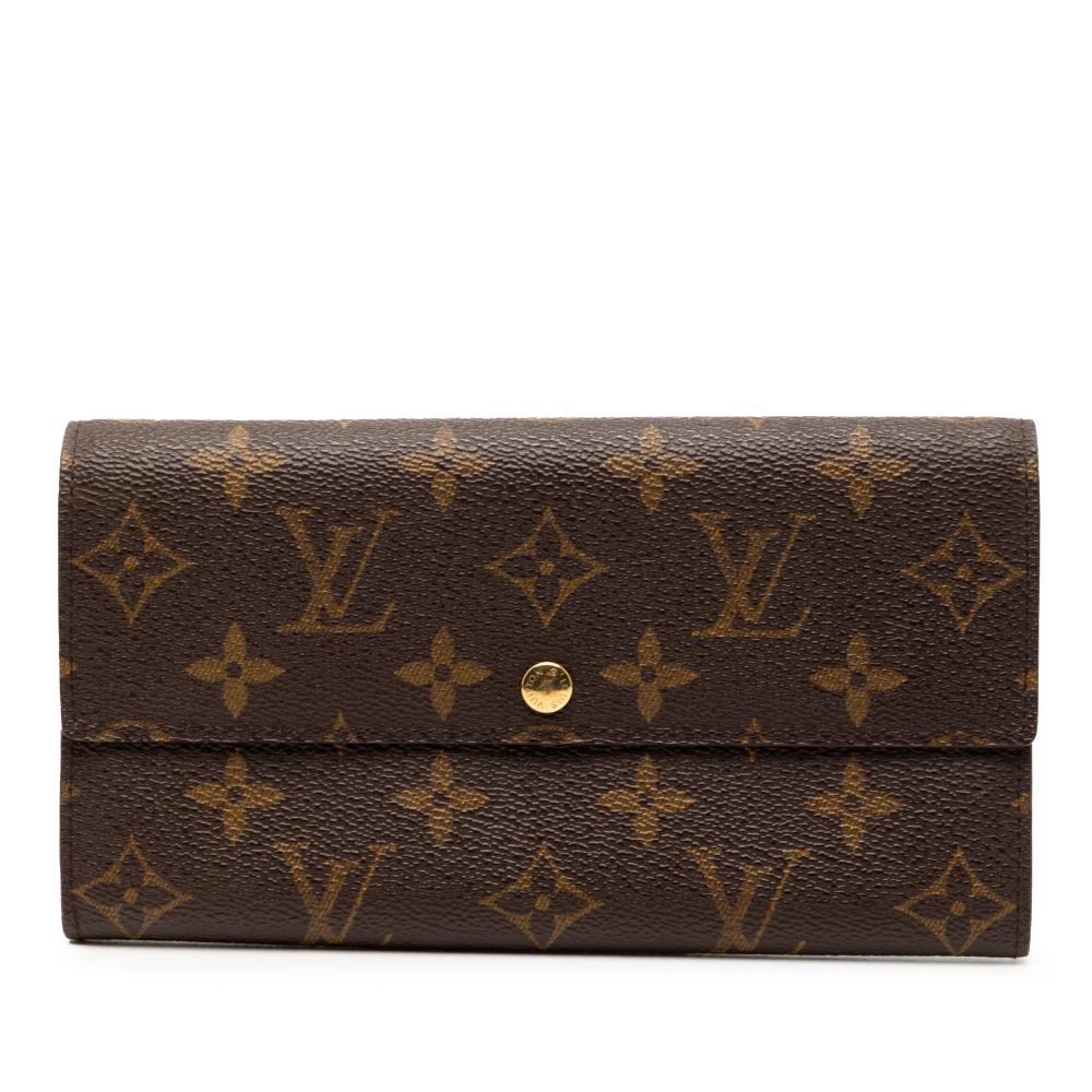 Louis Vuitton B Louis Vuitton Brown Monogram Canvas Fabric Monogram Sarah Long Wallet France