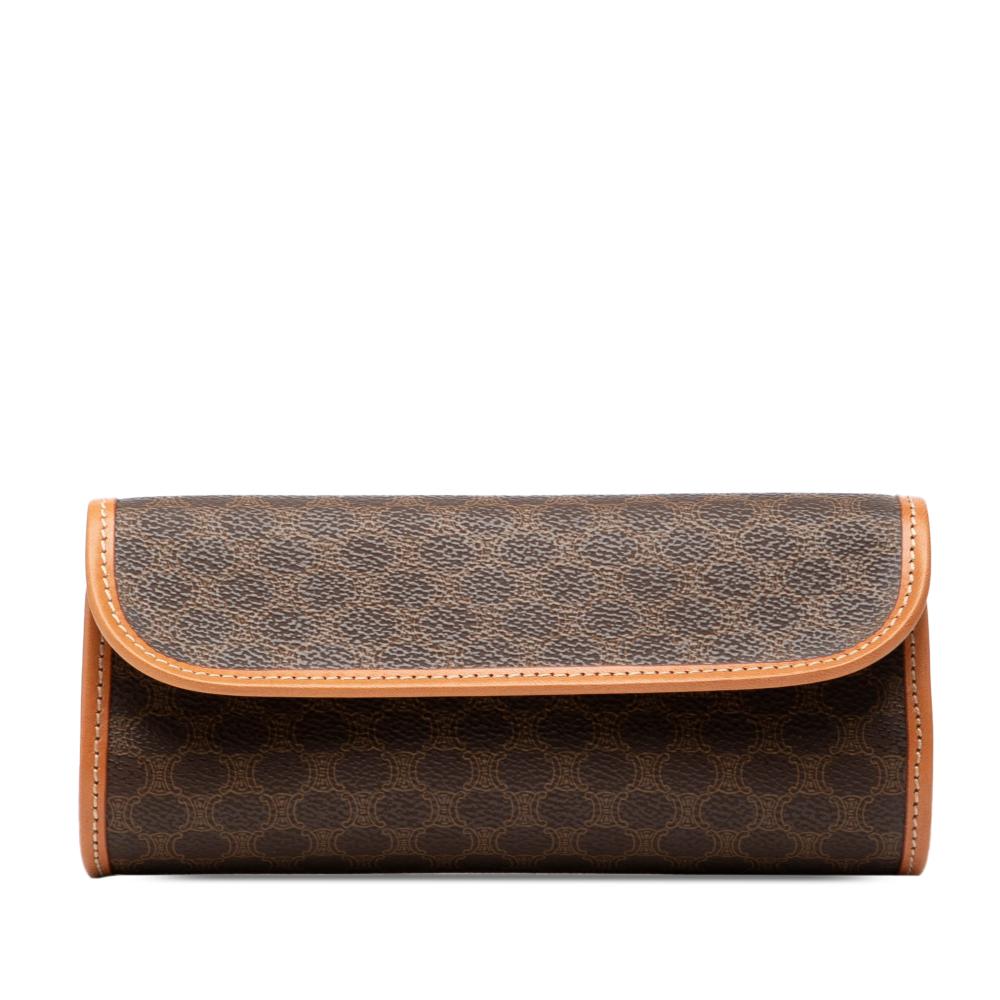 Celine AB Celine Brown Coated Canvas Fabric Macadam Clutch Italy