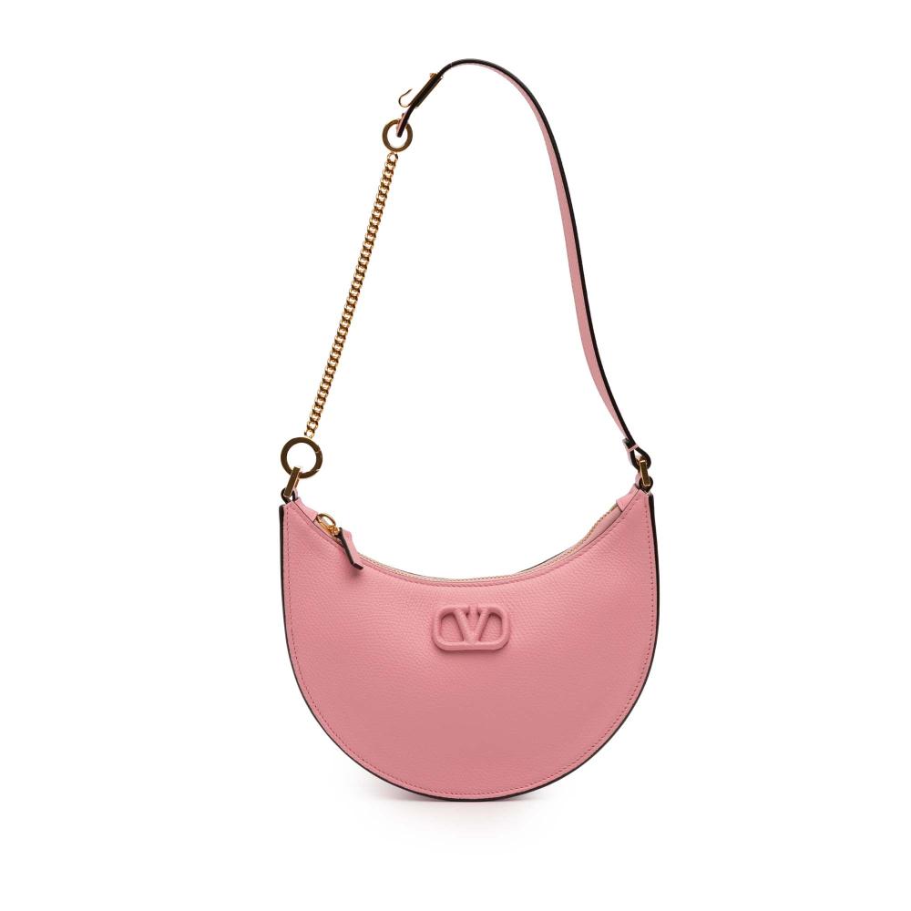 Valentino AB Valentino Pink Calf Leather Mini Grainy skin VLogo Hobo Italy
