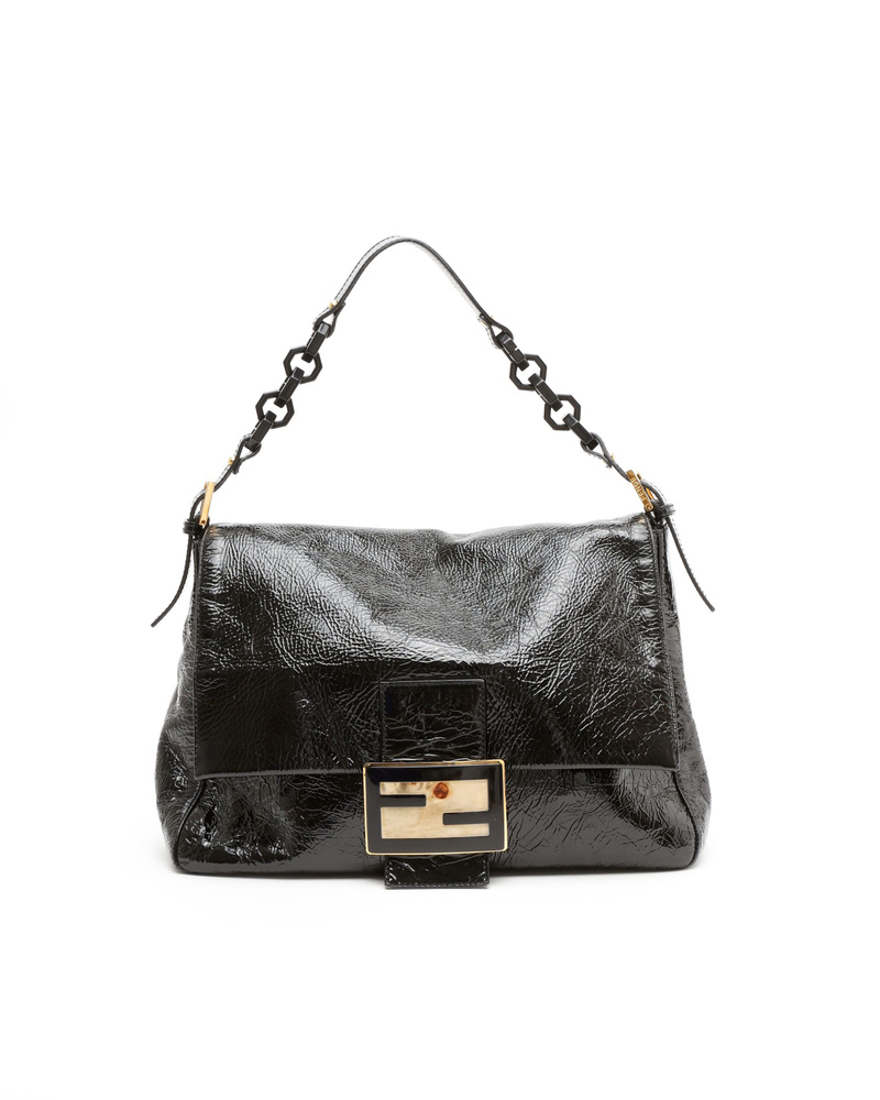 Fendi Crinkled Patent Mamma Forever Baguette Bag